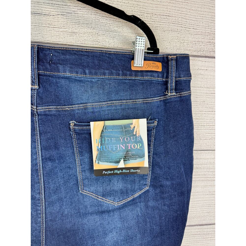 Royalty For Me Dark Indigo Roll-Cuff Denim Shorts, 6.5" Inseam - Picture 5 of 7